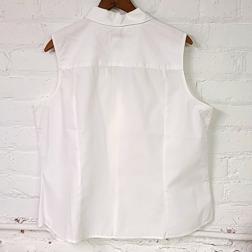 Talbots White Sleeveless Blouse Y2K Size Large - Picture 3 of 6